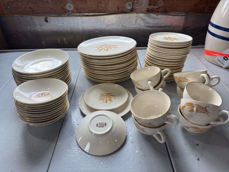 Golden Wheat 24K Gold Dishes, 9” Dinner Plates, Saucers, Cups & Bowls