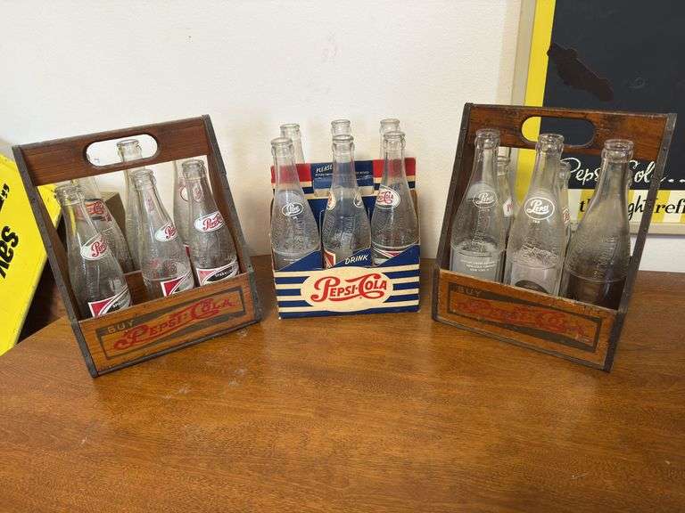 Pepsi-Cola Bottles & Carriers, 2 Wooden