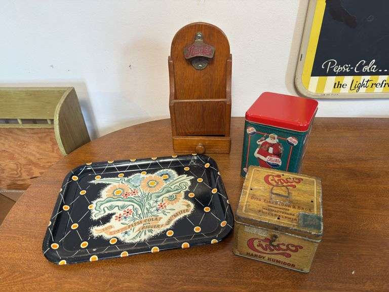 Pepsi-Cola Bottle Opener, Tray & Tin, Cinco Handy Humidor Tin