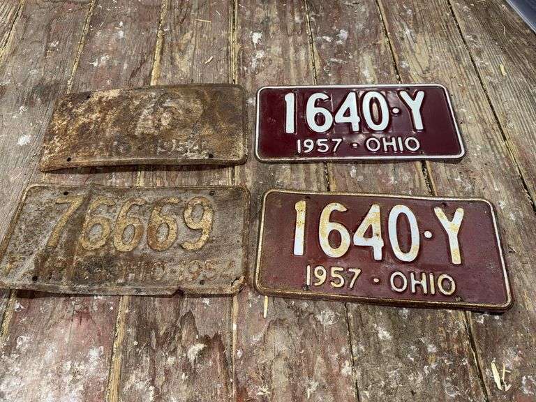 2-1954 & 2-1957 Ohio License Plates