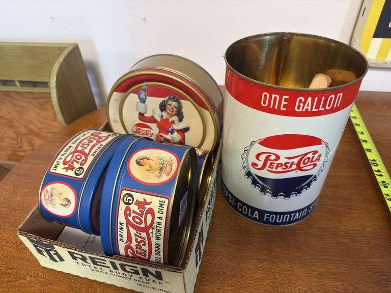 Pepsi-Cola Tins & Trash Cans