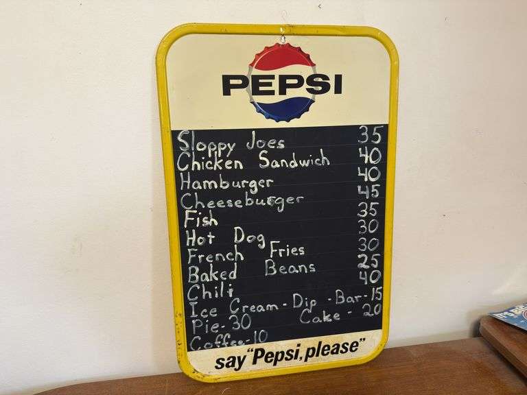 Pepsi Food Board Metal Sign, 19 1/2”x30”