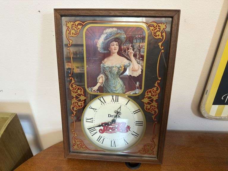 Pepsi-Cola Mirrored Clock, 17”x12”