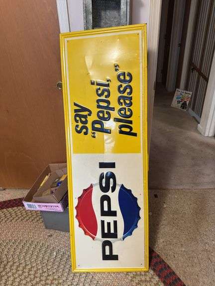 Pepsi-Cola Metal Sign, 54”x18”
