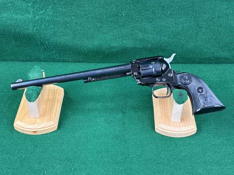 Colt Frontier Scout Buntline ‘62 .22 Caliber Revolver, 9 1/2” Barrel, .22 LR Cylinder, Serial #66815P, 1969, Original Box, Literature & Receipt, Has Red Polish On End Of Sight