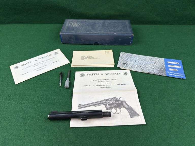 Smith & Wesson Model 48 .22 MRF 6” Barrel, Model 18 .22 Combat Masterpiece Revolver Box & Literature