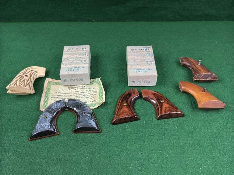 2 Jay Scott Pistol Grips-26A Colt Scout & 99 High Standard, 3 Unknown Wood & Plastic Grips
