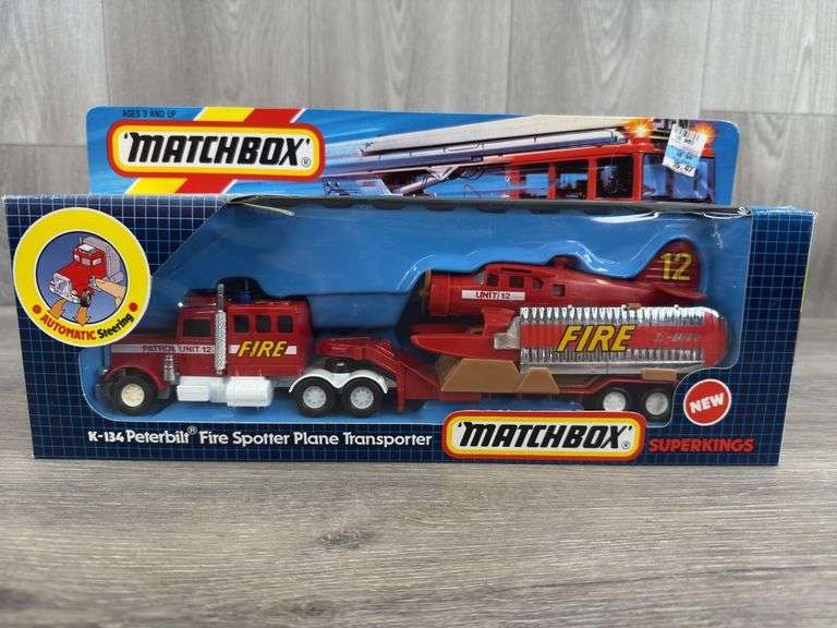 K-134 Peterbilt Fire Spotter Plane Transporter, 11 1/2” Long, Matchbox