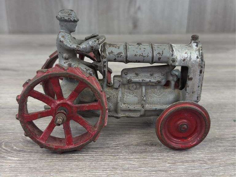 Fordson Cast Iron Tractor W/Driver, 6” Long, Arcade