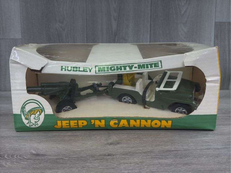 Hubley Mighty-Mite Jeep’N Cannon, Original Box & Plastic Wrap