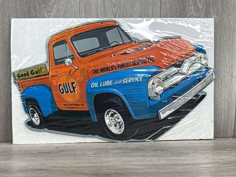 Gulf Refining Co. Metal Cutout Sign, 19 1/2” Wide