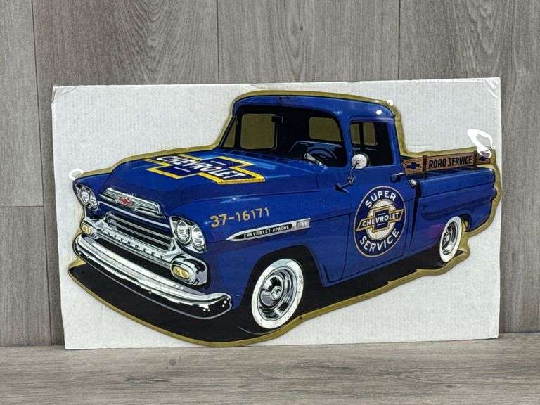 Chevrolet Apache Metal Cutout Sign, 19” Wide, Open Road Brand