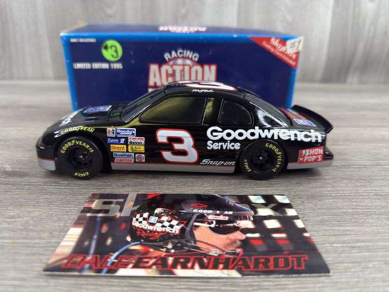 Dale Earnhardt Sr. #3 Goodwrench Stock Car Bank, 1/24, SkyBox Trading Card, 1995 Limited Edition, Racing Collectables Action Platinum Series
