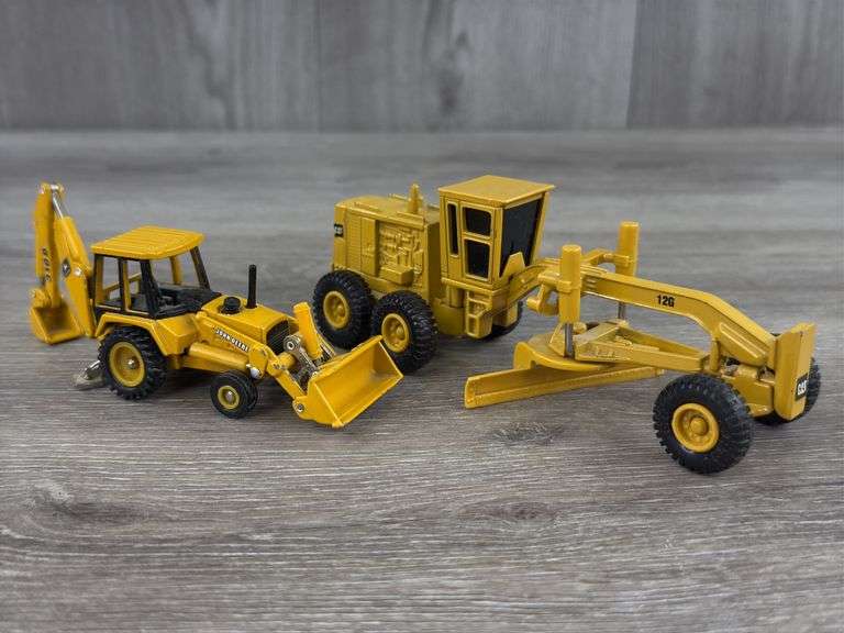 John Deere 310D Backhoe/Loader & Cat 12G Motor Grader, 1/64, Ertl