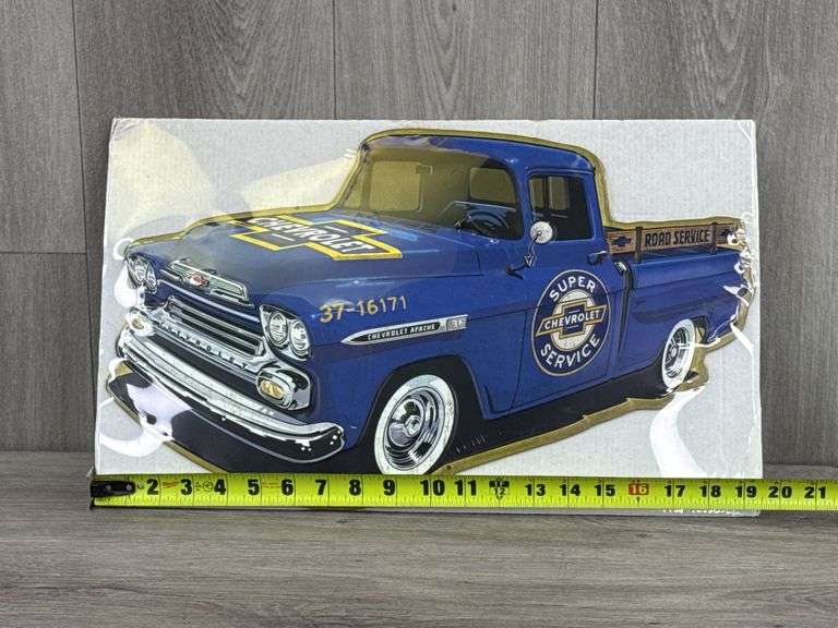 Chevrolet Apache Metal Cutout Sign, 19” Wide, Open Road Brand