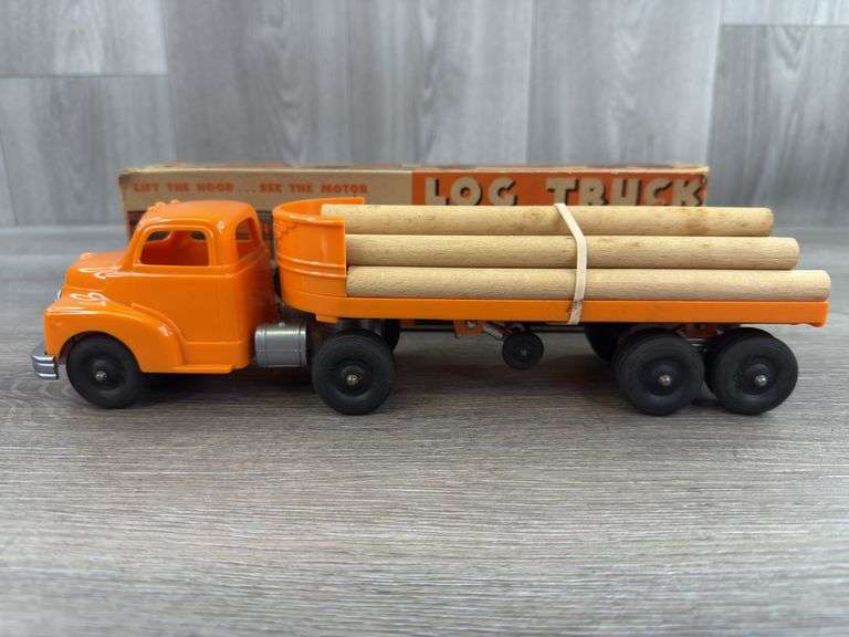 Hubley Log Truck, 12 1/2” Long, Original Box-Missing End Flaps