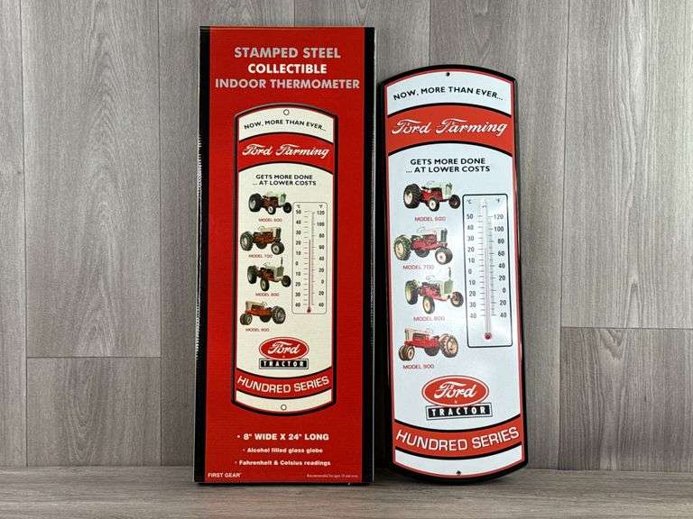 Ford Tractor Hundred Series Steel Indoor Thermometer, 24” Long
