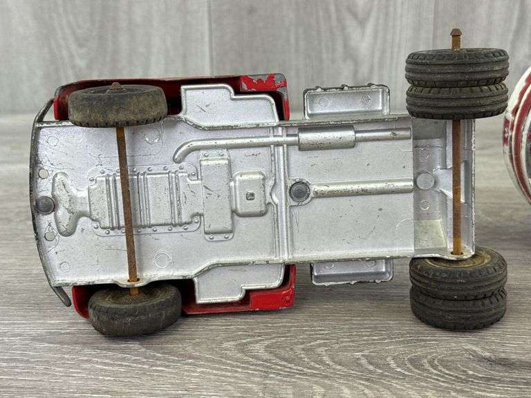 Hubley Truck & Stake Trailer, 17 1/2” Long, Has Been Painted
