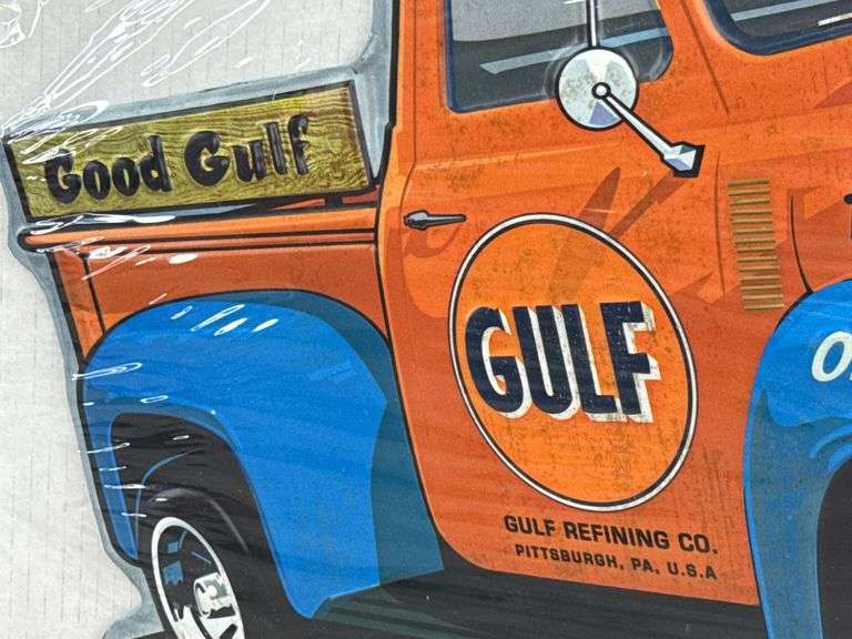 Gulf Refining Co. Metal Cutout Sign, 19 1/2” Wide