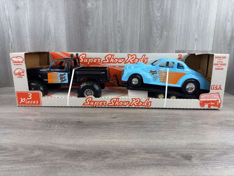 Super Show Rods Car, Ford 4x4 Truck & Trailer, 29 1/2” Long