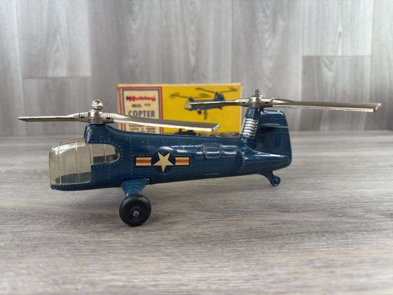 Hubley Metal Toy Copter, Original Box, 9” Long, No. 483