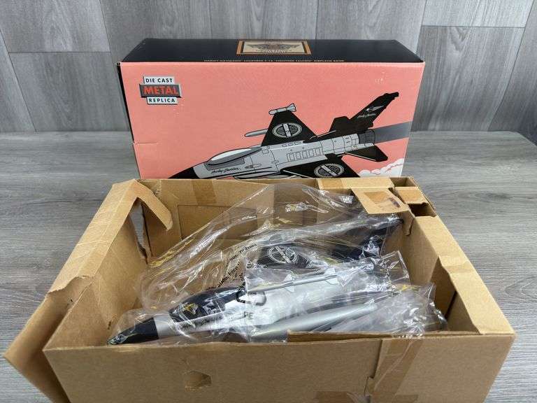 Harley Davidson Lockheed F-16 Fighting Falcon Airplane Bank, 11 1/2”