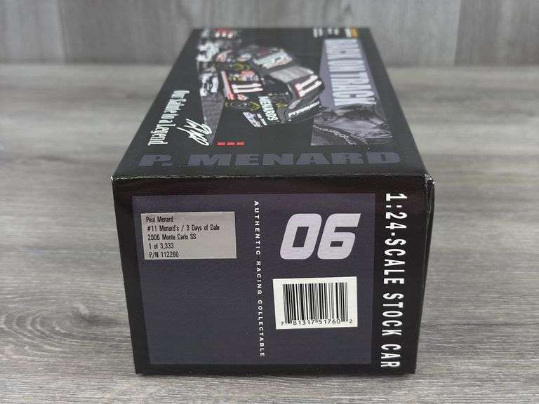 Paul Menard #11 Menard’s/3 Days Of Dale 2006 Monte Carlo SS Stock Car, 1/24, 1 Of 3,333, Back On Track, Our Salute To A Legend-Dale Earnhardt, Motorsports Authentics