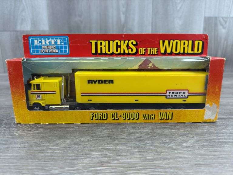 Ford CL-9000 Ryder Truck Rental W/Van, 1/64, Ertl, Trucks & Miniatures Of The World
