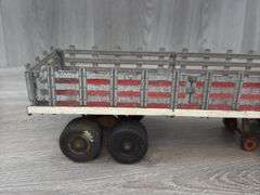 Hubley Truck & Stake Trailer, 17 1/2” Long, Has Been Painted