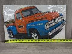 Gulf Refining Co. Metal Cutout Sign, 19 1/2” Wide