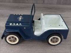 Tonka Jeep U.S.A.F. Truck, 10” Long, Missing Steering Wheel