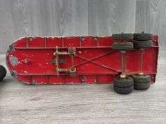 Hubley Truck & Stake Trailer, 17 1/2” Long, Has Been Painted