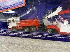 MAN Lorry W/Trailer & Menck M500H Excavator, 1/55, Siku