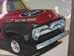 Ford F100 Sales & Service Metal Cutout Sign, 19 1/2” Wide