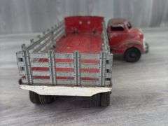 Hubley Truck & Stake Trailer, 17 1/2” Long, Has Been Painted