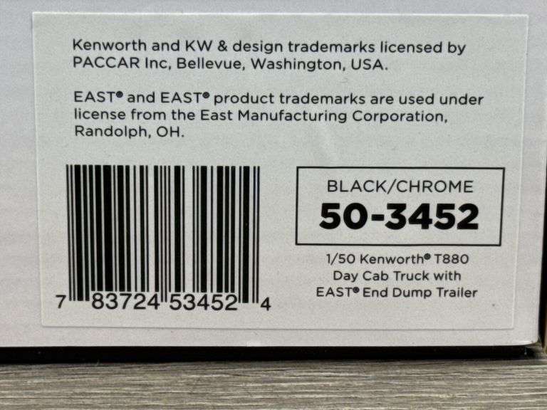 Kenworth T880 & East End Dump Trailer, 1/50, Black/Chrome
