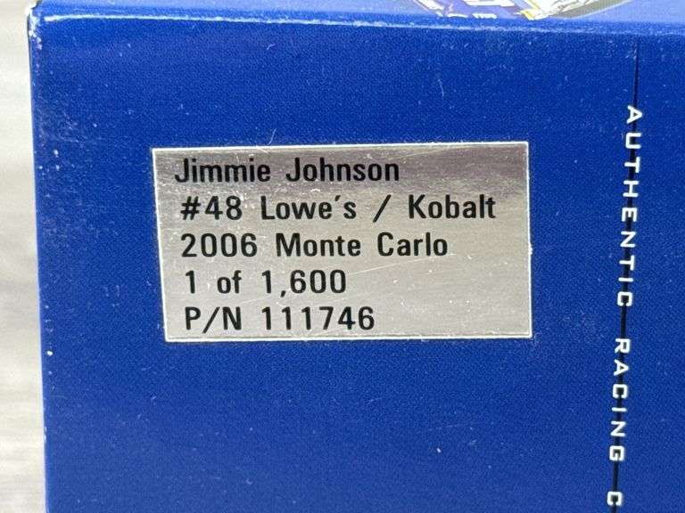 Jimmie Johnson #48 Lowe’s/Kobalt 2006 Monte Carlo Stock Car, 1/24, Limited Edition, Special Paint Scheme, 1 Of 1600, Motorsports Authentics