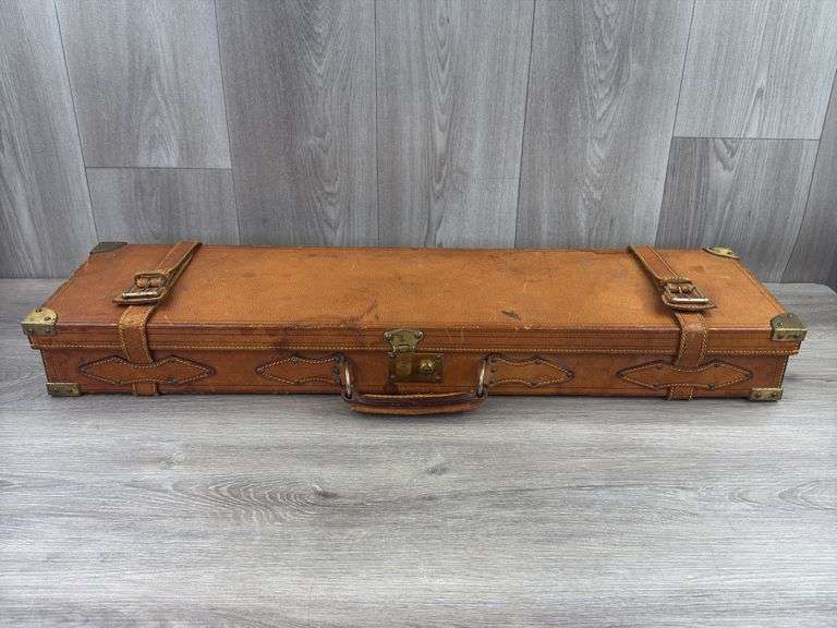 Leather Gun Case, 32”Wx9”Dx4 1/2”H, Made In Spain