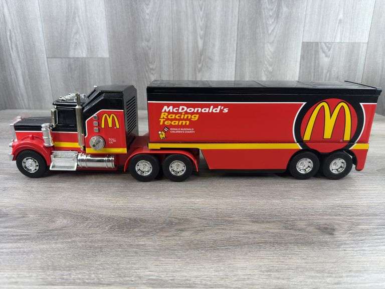 McDonald’s Racing Team Kenworth Tractor Trailer, 22 1/2” Long, Series I, 1 Of 288, Buddy L, Needs Batteries-Clean Compartment