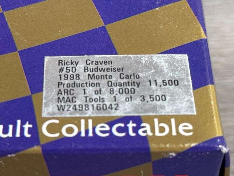 Ricky Craven #50 Budweiser 1998 Monte Carlo Stock Car, 1/24, Limited Edition, Racing Collectables Action Platinum Series