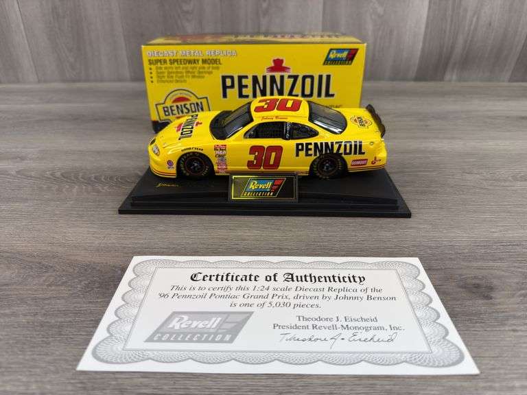 Johnny Benson #30 Pennzoil 1996 Grand Prix Stock Car, 1/24, Certificate Of Authenticity, 1 Of 5,030, Rookie Of The Year, Revell Collection