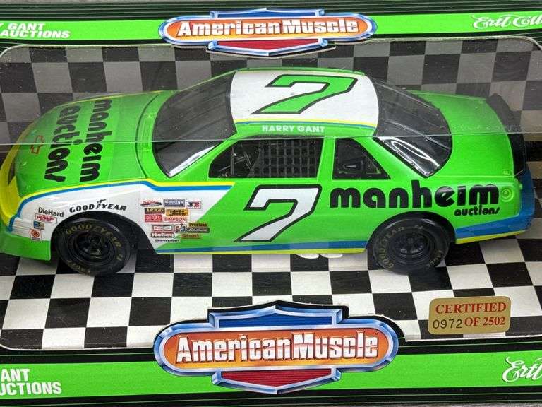 Harry Gant #7 Manheim Auctions Lumina Stock Car, 1/18, Certified #972/2502, Collector’s Edition, American Muscle, Ertl Collectibles