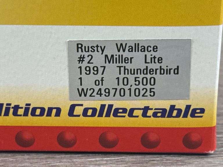 Rusty Wallace #2 Miller Lite 1997 Ford Thunderbird Stock Car, 1/24, Limited Edition, Action