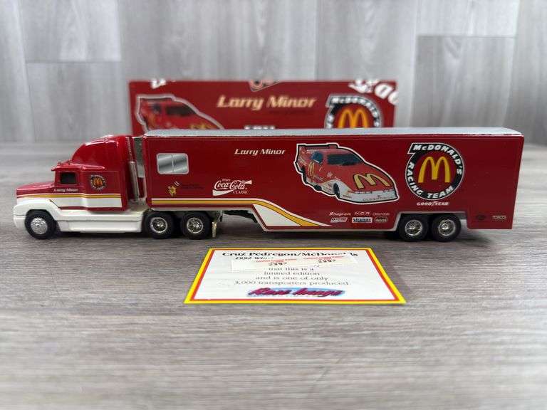Cruz Pedregon McDonald’s Freightliner 120 Racing Team Transporter, 1/64, #2397/3000, Limited Edition, Collectors Model W/Certificate, Ertl