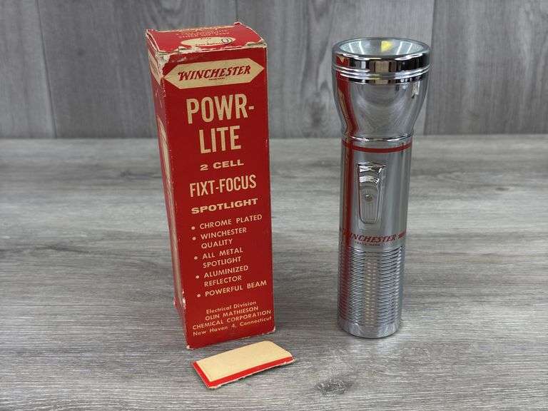 Winchester Powr-Lite 2 Cell Fixt-Focus Spotlight, Box Has Missing & Torn Flap