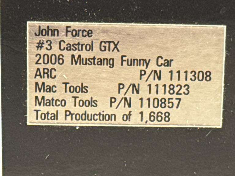 John Force #3 Castrol GTX 2006 Mustang Funny Car, 1/24, Limited Edition, 1 Of 1668, Action