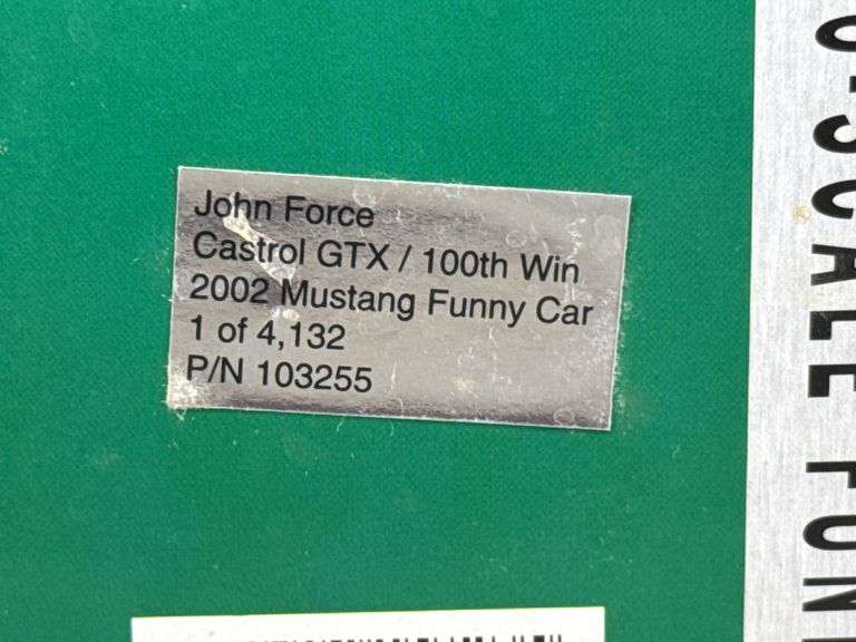 John Force Castrol GTX/100th Win 2002 Mustang Funny Car W/Fiberglass Body, 1/16, Limited Edition, 1 Of 4132, Action 10th Anniversary