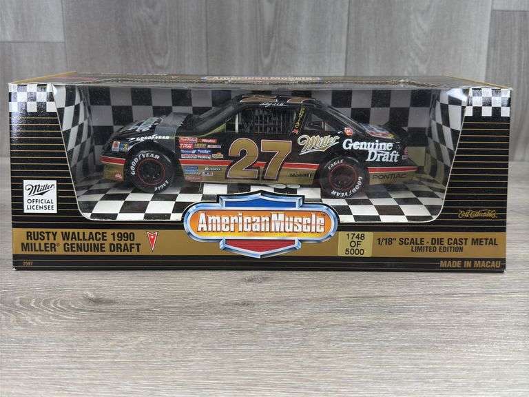 Rusty Wallace #27 Miller Genuine Draft 1990 Pontiac Stock Car, 1/18, #1748/5000, Limited Edition, American Muscle, Ertl Collectibles
