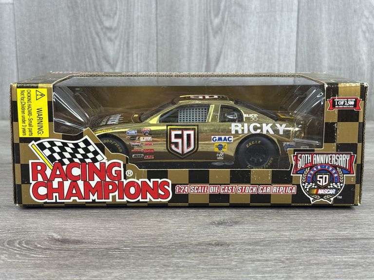 Ricky Craven #50 NASCAR Gold Monte Carlo Stock Car, 1/24, Anniversary Edition, #2224/2500, 50th NASCAR Anniversary, Commemorative Series, Racing Champions