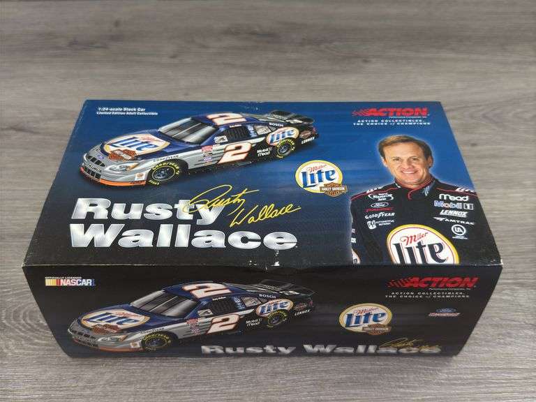 Rusty Wallace #2 Miller Lite/Harley Davidson 2001 Taurus Clear Window Bank, 1/24, Limited Edition, #690/2004, Action